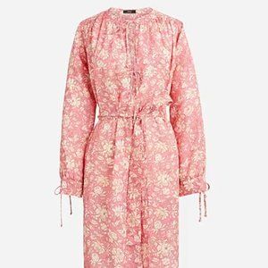 J.crew Tie-waist tunic beach dress in tossed floral
